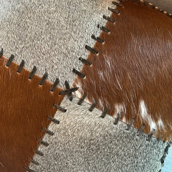 YKK 100% Real Cowhide Reversible Patchwork Accent Pillow Cover - Picture 6 of 11